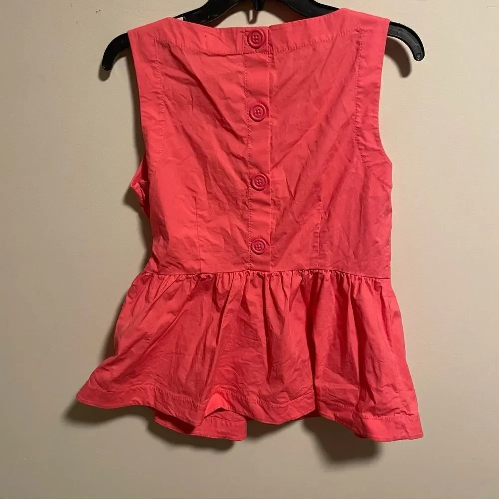 Kate Spade Shore Thing Button Back Peach Sherbet Peplum Top Coral- Size 6